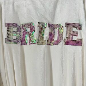 Custom White Bridal Robe with Sequin Letters